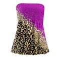 thumbnail image 3 of Gibobby Camiseta de tirantes sin mangas con estampado floral para mujer, cintura elástica plisada, sin espalda(Morado,XG), 3 of 4