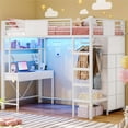 thumbnail image 2 of KICODE Twin Size Loft Bed with Desk&Clothing Rack,Twin Size Metal Loft Bed with 11 Storage Drawers,Charging Station,LED Lights and Coat Rack,13.4" Safety Guard & Stair,White, 2 of 9