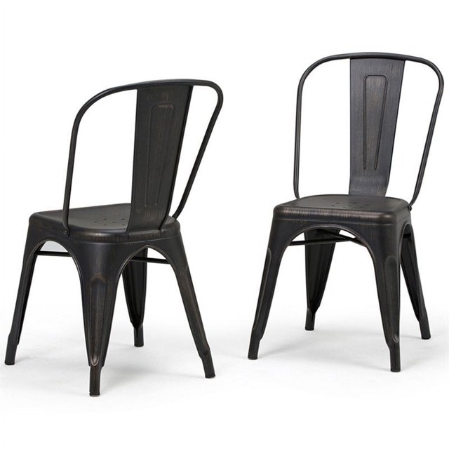Pemberly Row Chaise de Salle à Manger Moderne en Métal Noir (Ensemble de 2)