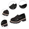 thumbnail image 6 of Platform Loafers for Women Trendy Glitter Leather Slip on Penny Loafers Lug Sole Round Toe Work Business Casual Shoes Black Size 6, 6 of 6