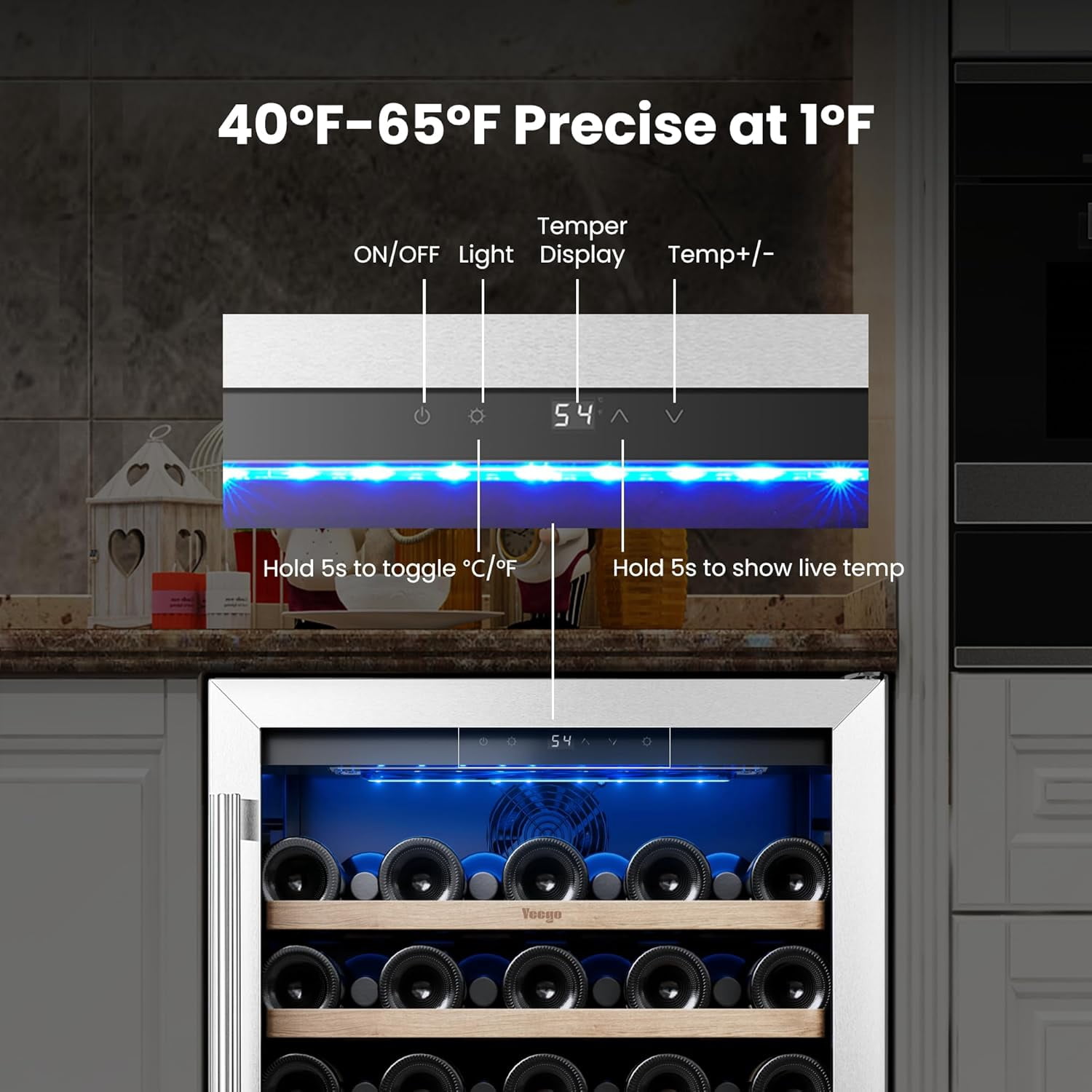 Yeego 24" Wine Refrigerator Cooler, 52 Bottle Wine Fridge Built-in or Freestanding,Under Counter Compressor Fridge with Glass Door for Home