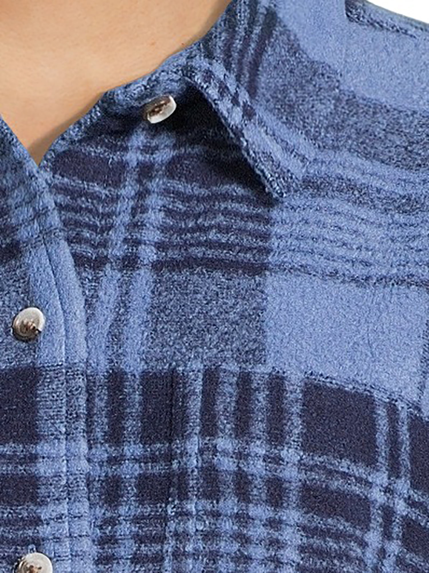 time and tru women's knit cozy button front shirt