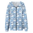 thumbnail image 6 of Women's Fashionable Casual Zippered Hooded Sweatshirt Jacket with Christmas Print and Drawstring, Furry Plush for Winter,Sky Blue,XL, 6 of 6