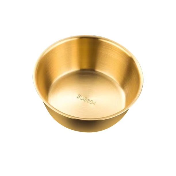 Cuenco redondo de arroz de metal para salsa, cuencos de acero inoxidable para cenas, ensaladas y camping. Cuenco áureo