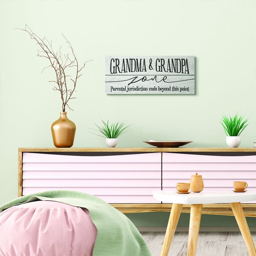 Stupell Home Décor Grandma and Grandpa Zone Funny Wood Textured Family Word Design Canvas Wall Art by Daphne Polselli