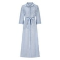 thumbnail image 4 of VgaVtl Blue Dresses for Women Under $10 Shirt Dress Long Sleeve Womens Dresses Maxi Striped Lapel Button Dresses, 4 of 6