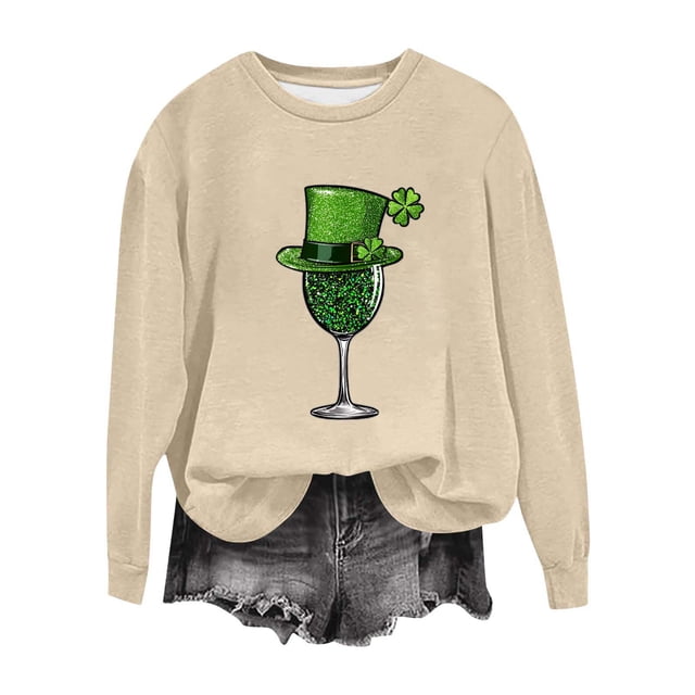 Camiseta de Cuello Redondo de la Blusa de la Impresión Suelta Casual para el Uso de Vacaciones, Camisetas de Navidad de Manga Larga de la Mujer con Detalles Festivos