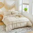 Move Over Cream Grey Tassel Bedding Sets Solid Tufted Tassels Pattern