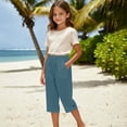 thumbnail image 2 of Shachafan Lightweight Girls Beach Casual Pants For And Summer Solid Color Capri Style Kids Trousers With Comfortable Fit And Easy Care Girls Pats, 2 of 6
