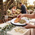 thumbnail image 5 of Exquisite 240 Piece White & Black Rim Disposable Plastic Dinnerware Combo Set, Serves 40 Guests, 5 of 10