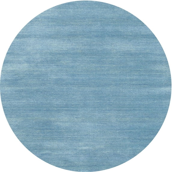 Ahgly Company Machine Washable Indoor Round Contemporary Denim Blue Area Rugs, 6' Round