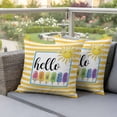 thumbnail image 3 of Hello Summer Outdoor Pillow Covers Pack of 2 Yellow Stripes Rainbow Ice Cream Sunshine Cartoon Waterproof Throw Pillow Covers Decorative Cushion Cases for Patio Garden Tent Balcony Couch 16x16 inch, 3 of 9
