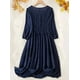thumbnail image 3 of 1XL-5XL Plus Size Women's Casual Dress with Textured Lantern Sleeves and V-Neck Tie Front Midi Dress for Comfort and Style, 3 of 5