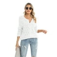 thumbnail image 4 of Womens Cardigan Sweater Thin Knit Cardigan Pompon Long Sleeve V Neck Button Down Lightweight White Sweater, S-2XL, 4 of 6