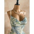 thumbnail image 5 of Women's Vintage Floral Print Draped Neck Layered Ruffle Hem Maxi Dress, Vacation Summer Style, 5 of 6