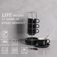 thumbnail image 2 of SWEEJAR Porcelain Cappuccino Cups with Saucers and Metal Stand,Espresso Cups for Specialty Coffee Drinks - Set of 4, 8 oz, Black, 2 of 5