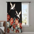 thumbnail image 3 of Peony White Bird Sheer Curtains 84 Inches Long, Black Farmhouse Retro Japanese Floral Light Filering Curtains, Breathable Simi Curtain Privacy Drapes for Living Room Bedroom Window Treatment, 3 of 8