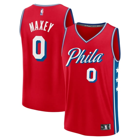 Men's Fanatics Tyrese Maxey Red Philadelphia 76ers Fast Break Replica Player Jersey - Statement Edition