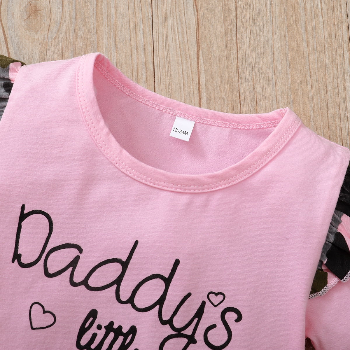 5T Kids Girls Clothes Little Girls 2PCS Outfits 5-6 Years Girls Letter Print Short Sleeve Top Camouflage Pants Set Pink