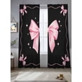 thumbnail image 2 of Valentine's Day Sheer Curtains 84 Inch Length 2 Panels Set Window Treatments, Pink Bowknot Ribbon on Black Mother's Day Rod Pocket Semi Curtains for Living Room/Bedroom/Kitchen Décor, 104"W x 84"L, 2 of 7