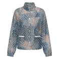 thumbnail image 5 of Jackets for Women Winter Coat Jackets Flannel Stand Collar Jacket(Blue Snakeskin Textured Pattern,Size:S-4XL), 5 of 7