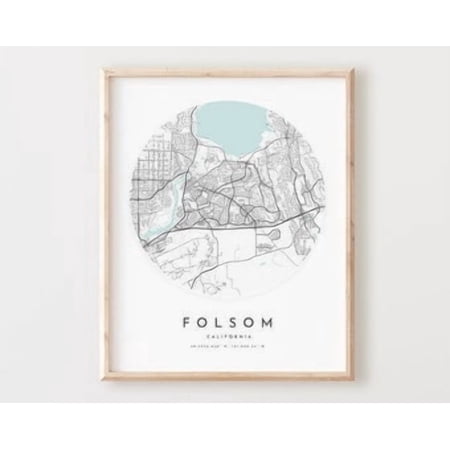 POSTER Folsom Map Print, Folsom Map Poster City Wall Art, Ca Road Map, California Print Street Map Decor UNFRAMED, 12x18