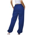 thumbnail image 3 of CaiJunJia Womens Drawstring Sweatpants Baggy Wide Cotton Stretch Straight Leg Pants with Pockets, 3 of 5