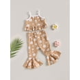 thumbnail image 3 of Bagilaanoe 3pcs Toddler Baby Girl Long Pants Set Floral Print Sleeveless Ruffled Camisole Tops + Flare Trousers 12M 18M 24M 3T 4T 5T Kid Casual Outfits, 3 of 9