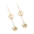 thumbnail image 1 of Moda encanto mujer chapado en oro bola redonda colgante largo pendientes joyería Pendientes de flores Yuyangstore Pendientes largos colgantes, 1 of 8