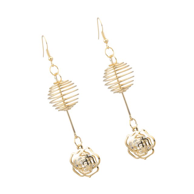Moda encanto mujer chapado en oro bola redonda colgante largo pendientes joyería Pendientes de flores Yuyangstore Pendientes largos colgantes