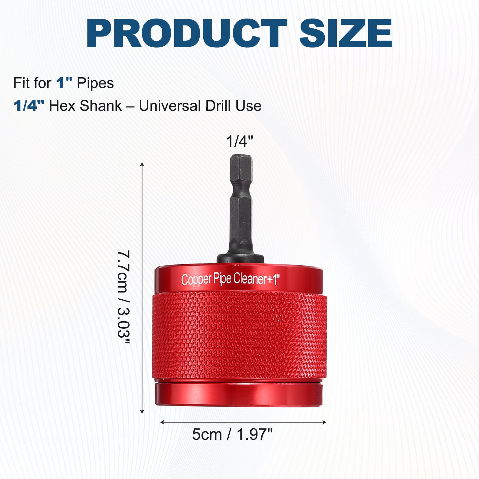 Uxcell 1" 1/4" Metal Copper Pipe Cleaner Set, Hex Shank Drill Powered Pipe Brush Replacement Plumbing Tools with Brush for Removing Dust Rust Copper Various Metal Pipes, Red