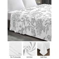 thumbnail image 5 of Twin Size Flat Sheet Only, Boho Gray Flower Soft Brushed Microfiber Bed Sheets, Vintage Farmhouse Leaf Spring Plant Hotel Quality Breathable Bedding Top Sheet, Easy Care, 66"x96", 5 of 9