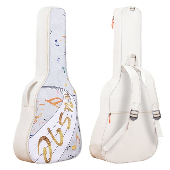 FANOTEK 40/41" Acoustic Guitar Bag, 13mm Thickened Sponge Padded Guitar Soft Case, Waterproof Oxford Gig Bag Backpack with Pocket and Adjustable Shoulder Strap White