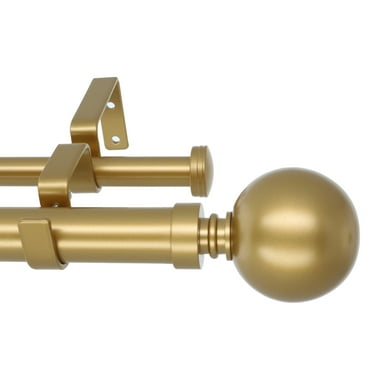 MERIVILLE 1-Inch Diameter Ball Telescoping Double Window Treatment Curtain Rod, 84-Inch to 120-Inch, Royal Gold