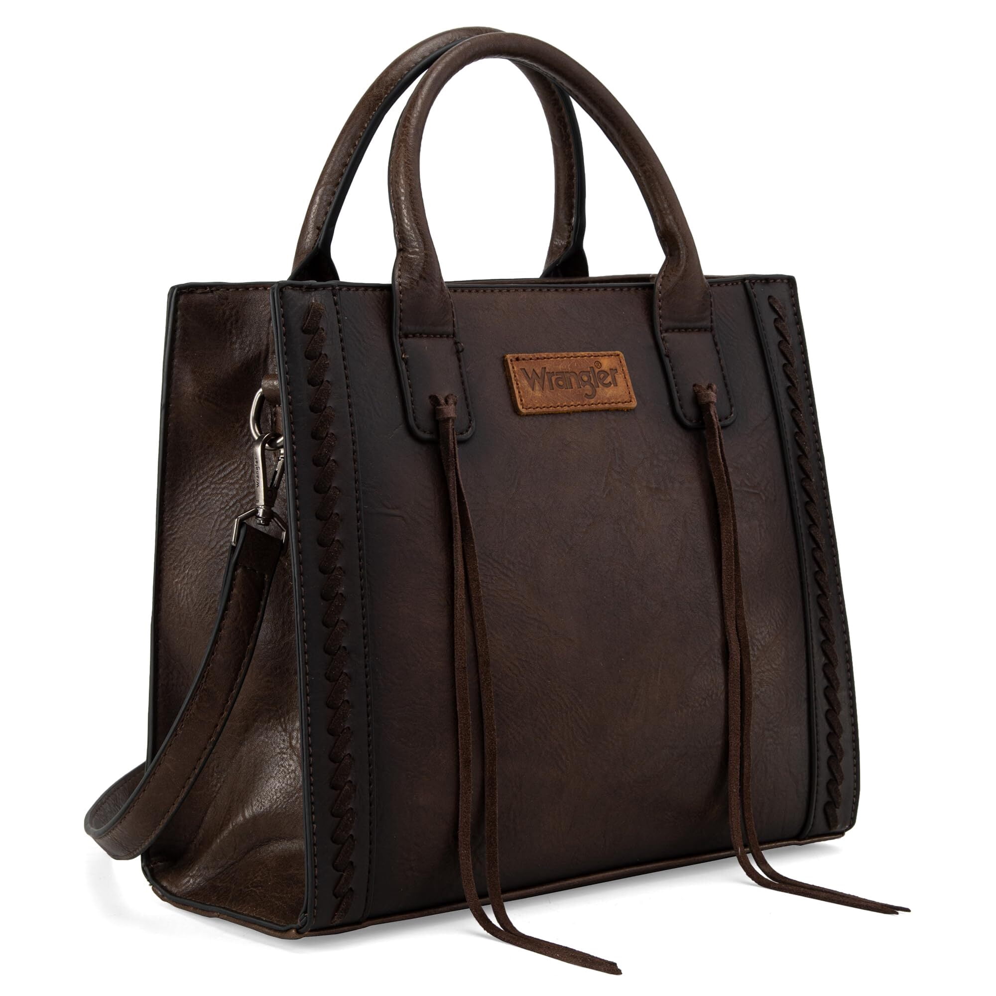 Wrangler Tote Bag for Women Western Cowhide Purse and Wallet Set, Coffee