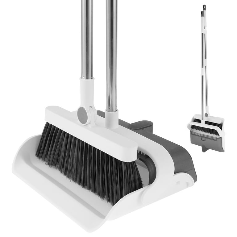WiseWater Upright Broom Dustpan Set for Home w/ 180 Degree