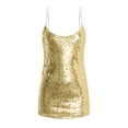 thumbnail image 4 of Vestido De Tirantes Finos Mini vestido de lentejuelas para mujer, sin espalda, cuello en V, ajustado, traje de vacaciones (dorado XL) Ygjytge para Mujer oro T L, 4 of 8