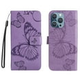thumbnail image 4 of Nalacover For iPhone 14 Pro Max Magnetic Wallet Case,Luxury Embossed Butterfly PU Leather Flip Kickstand Card Slot Shockproof Protective Cover with Wrist Strap.For iPhone 14 Pro Max,Purple, 4 of 10