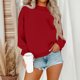 thumbnail image 1 of HongQid Women's Long Sleeve Crewneck Sweatshirt Casual Solid Color Pullover Cropped Tops, 1 of 3