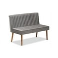thumbnail image 3 of Baxton Studio Alvis Mid-Century Modern Grey Velvet Upholstered and Walnut Brown Finished Wood 5-Piece Dining Nook Set, 3 of 7