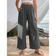 thumbnail image 4 of FAIWAD Womens Wide Leg Lounge Pants Elastic High Waist Palazzo Pant Casual Lightweight Trousers with Pocket, 4 of 7
