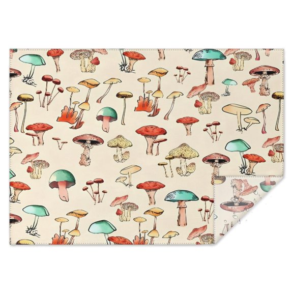 Red Mushroom Light Pattern Rectangle Tablecloth 60"x84",Waterproof Polyester Rectangle Table Cloth, Wipeable Spillproof Polyester Tablecloth for Dining, Camping, Indoor and Outdoor