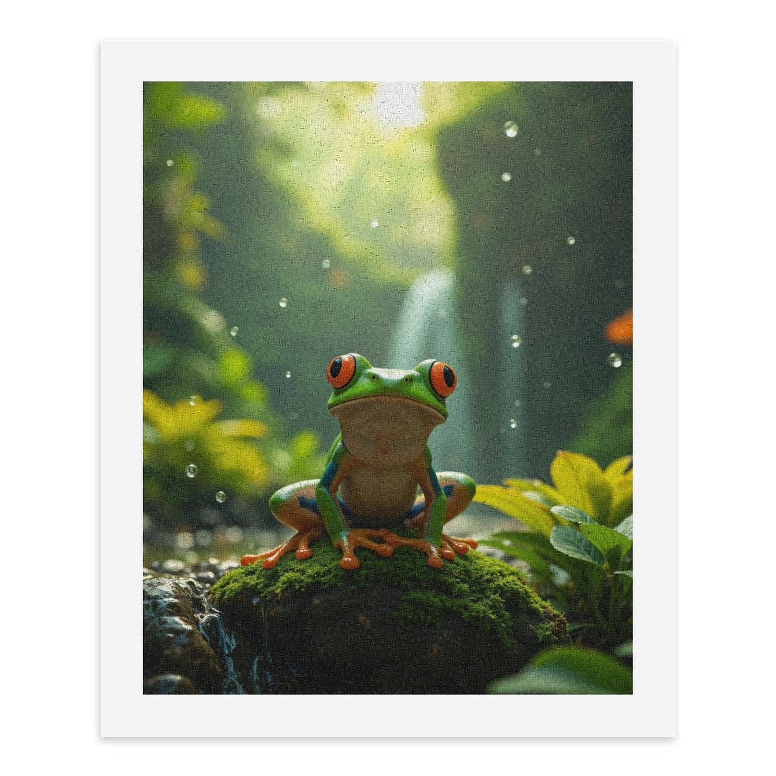 Paint by Numbers Kit for Adults, Jungle Frog On Mossy Rock Paint by Numbers, Easy Paint by Numbers Kit for Adults Beginner, DIY Adult Paint by Number Kits on Canvas, 12x16in Home Decor