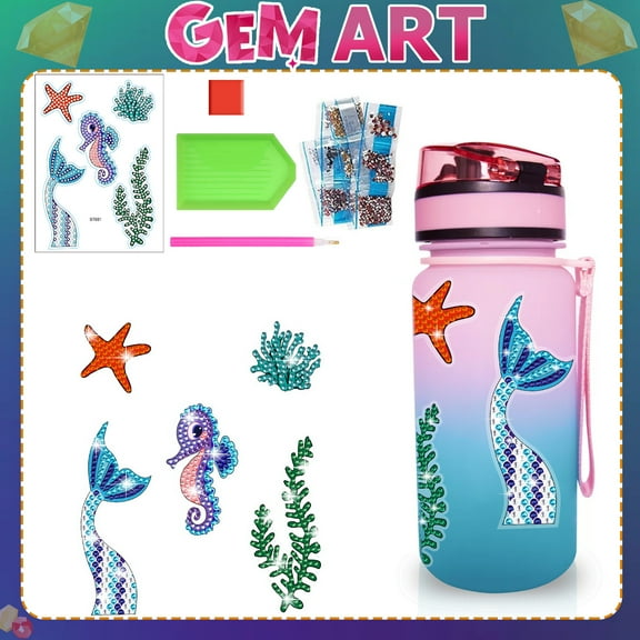 Children's Diamond Painting Set, Cartoon Unicorn Children's DIY Handmade Diamond Water Cup Stickers, 6-12 Year Old Girls' Diamond Art and Handicrafts
