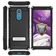 thumbnail image 6 of Black Tri-Shield Rugged Case Cover [with Metal Kickstand + Wrist Strap Lanyard] for Cricket LG Harmony 3 Phone (LMX420), 6 of 9