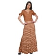 thumbnail image 1 of Moomaya Printed Rayon Cold Shoulder Crop Top And Skirt Ethnic Set For Women, 1 of 6