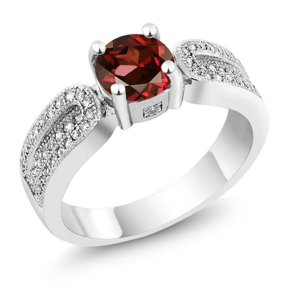 Gem Stone King Vintage Round Red Zirconia 0.50 Ct Engagement Ring (Size 8)