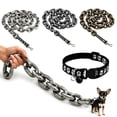 thumbnail image 2 of Lightweight Faux Chain Pet Leash and Collar Set, Funny Giant Chain Style Plastic Dog Leash for Small Dogs and Cats, Novelty Pet Photo Prop, Costume Party Accessory, 2 of 7