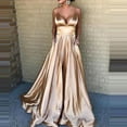 thumbnail image 1 of Vestido de noche sin mangas con tirantes y cuello en V sexy de color sólido a la moda para mujer, 1 of 5
