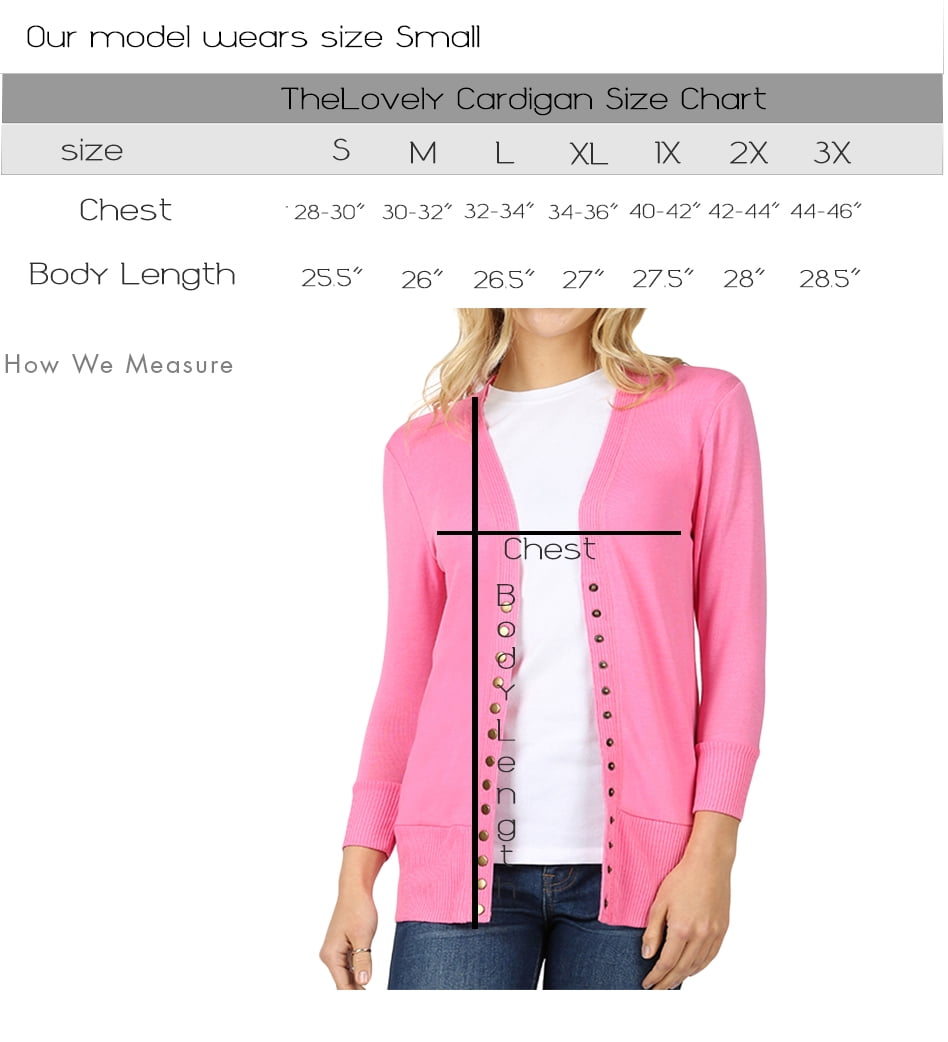 Zenana Women u0026 Plus Front V-Neck Classic Thin Snap Button Down 3/4 Sleeve  Ribbed Knit Cardigan - Walmart.com
